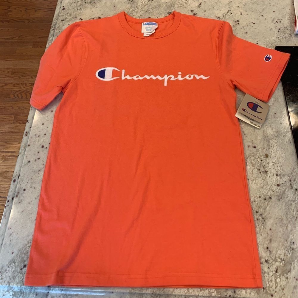 Champion Embroidered Cotton Heritage Tee S NWT